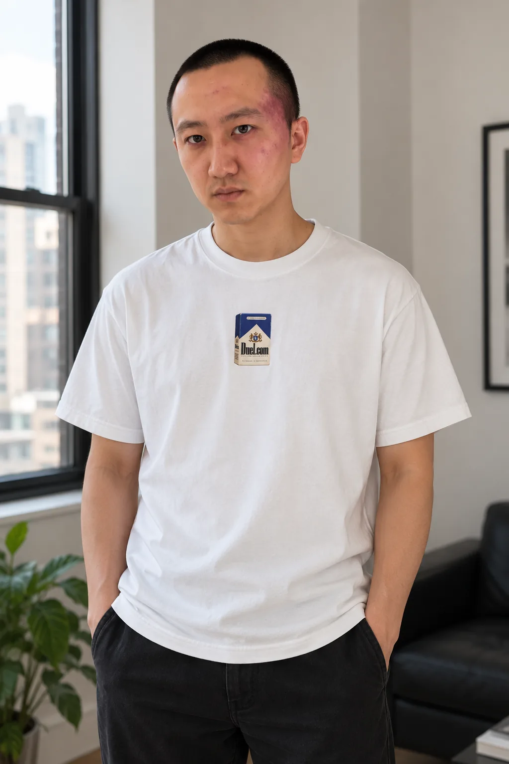 Duel Cigarettes Tee, worn — model front