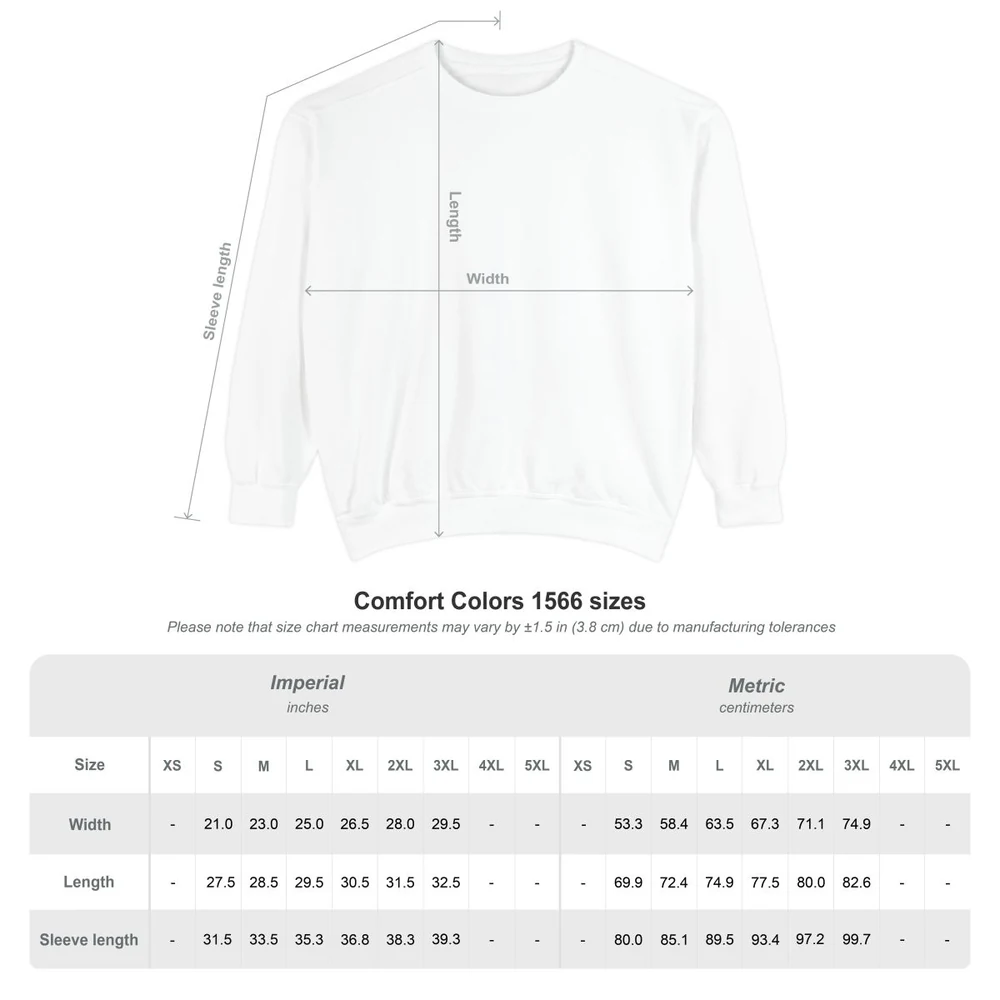Duel CK Sweatshirt, size chart