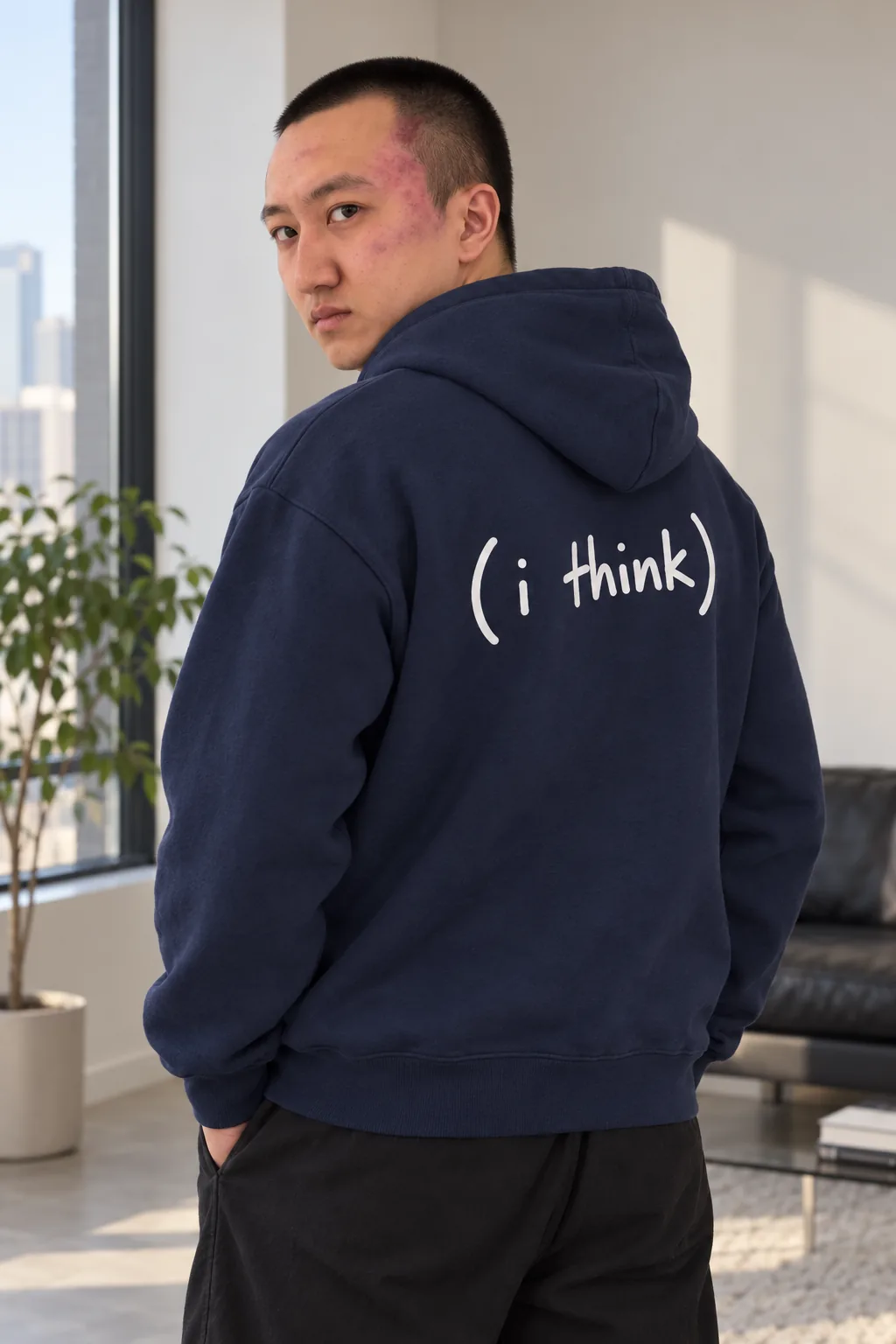 Duel Hoodie, worn — model back