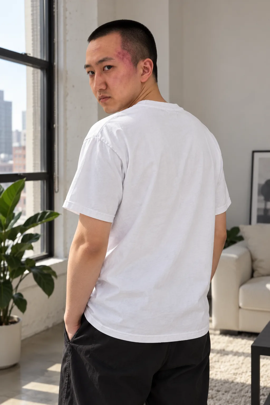 Duel Dollar and Korra Tee, worn — model back