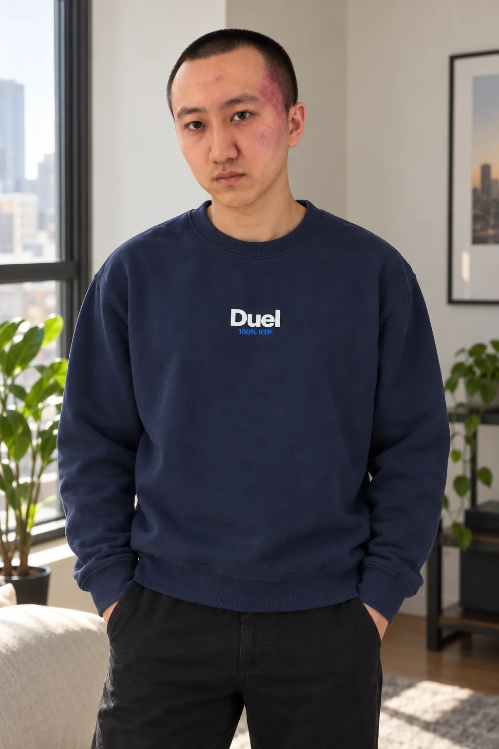Duel 9/11 Sweatshirt, worn — model front