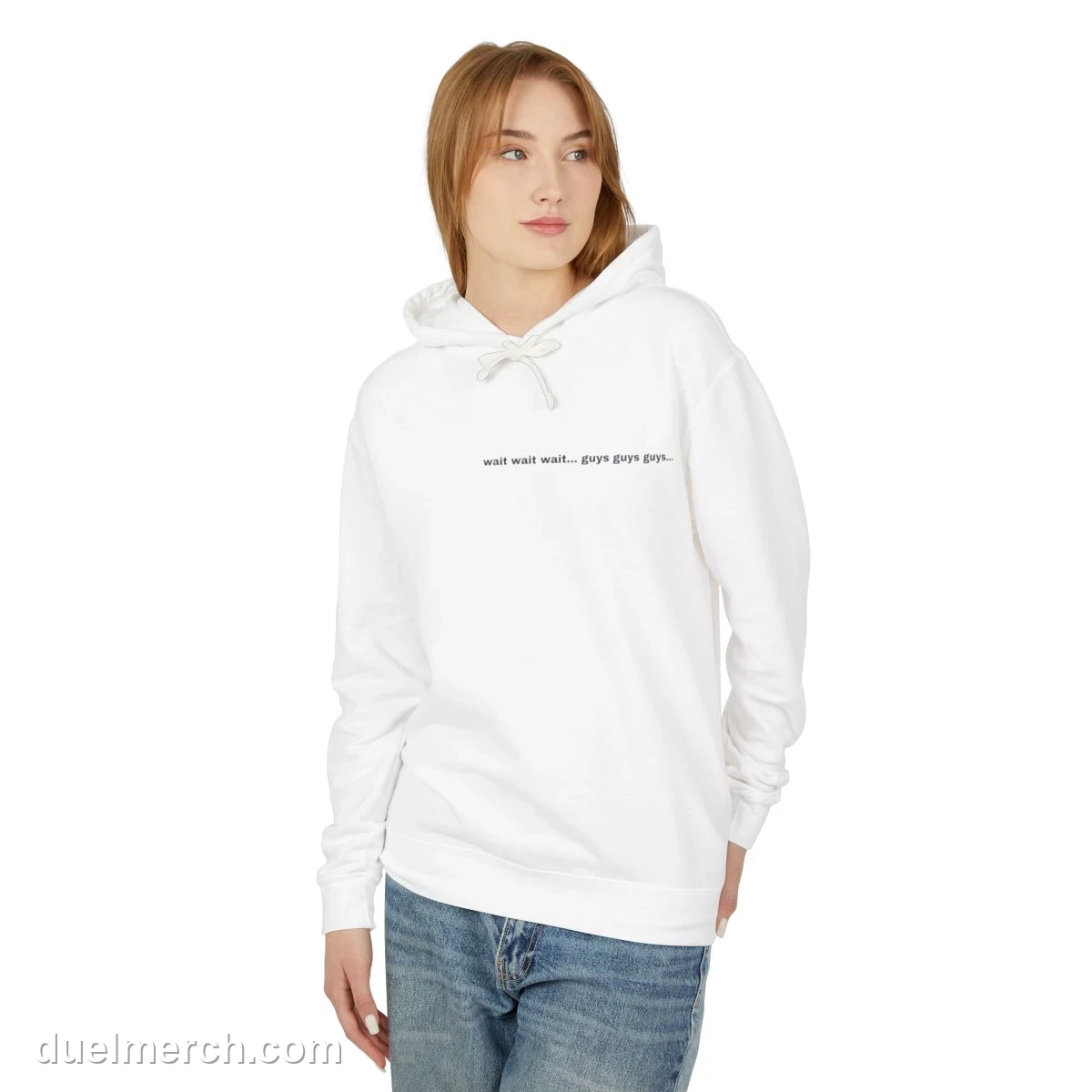 Duel Wait Wait Wait Sweatshirt, worn